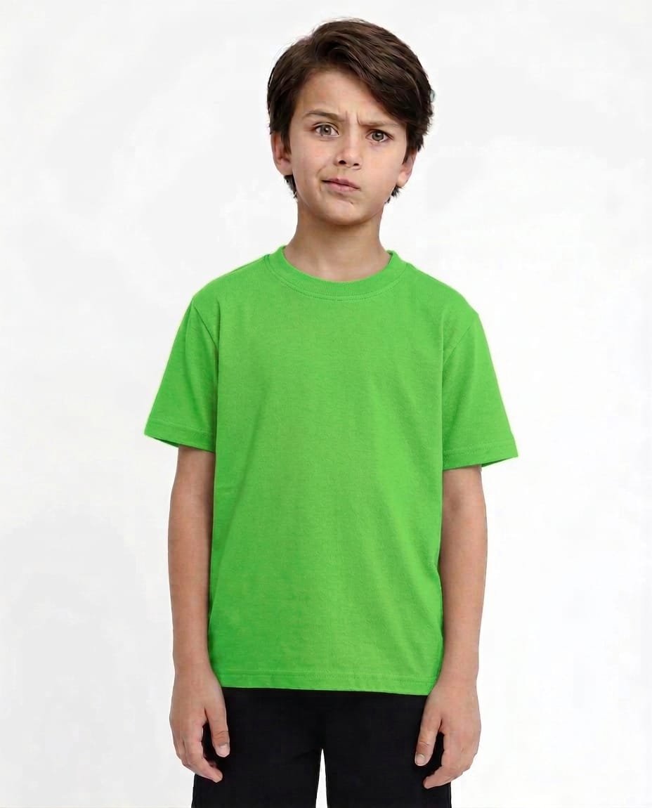 Green  round neck 180 GSM Cotton T-shirt -Kids