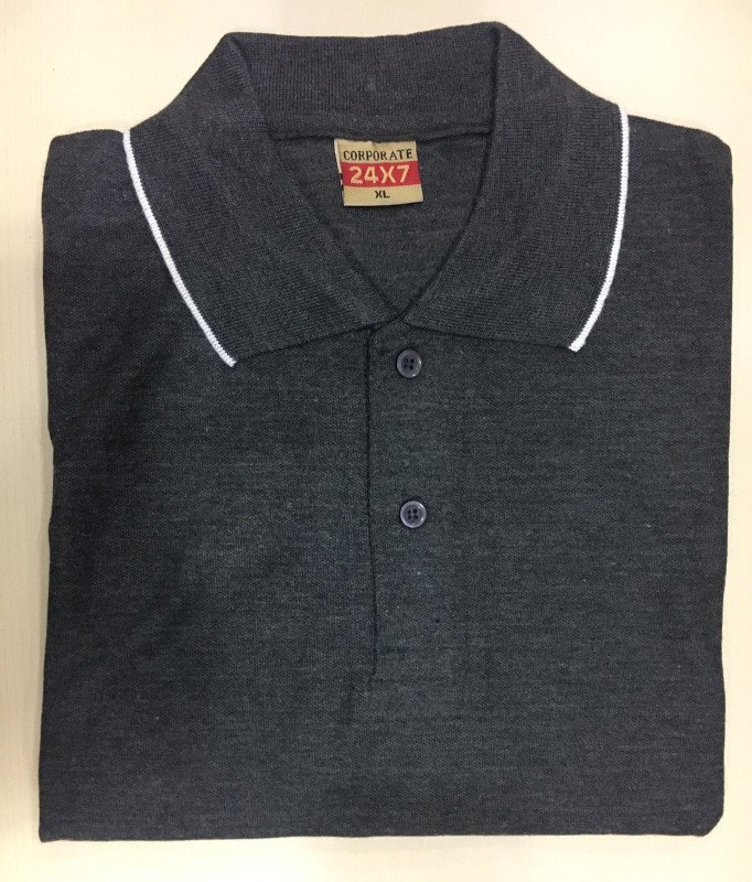 Corporate Polo neck T-Shirt (Tipping) - Charcoal Grey