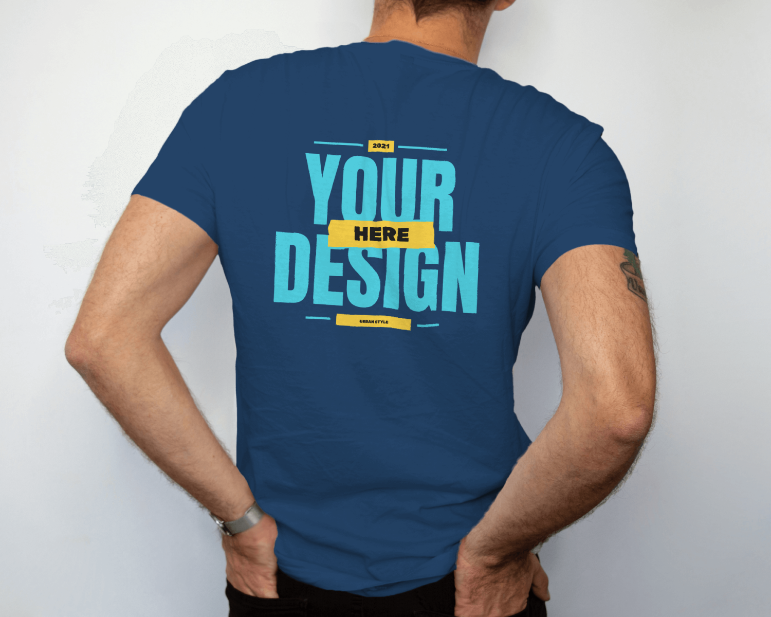 Men's Customized Back print T-shirt - Navy Blue