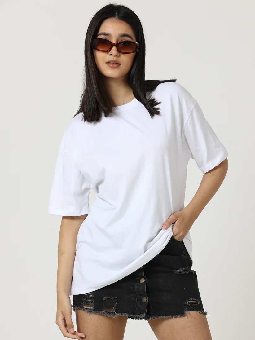 Women's cotton Oversize T-Shirt Manufacturer - White