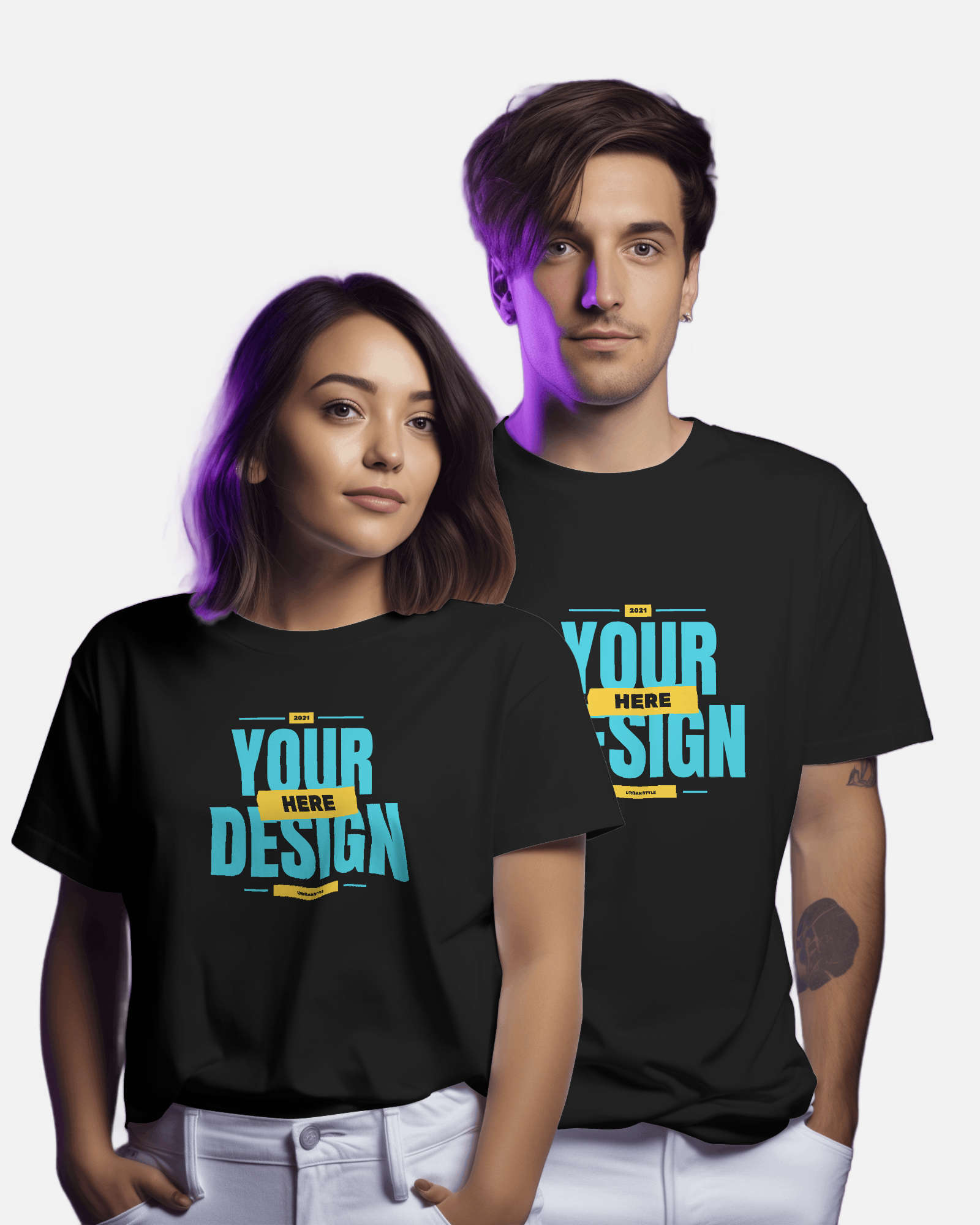 Customise Your Own Couple T-shirts | Custom Design Printing | Matching Outfits