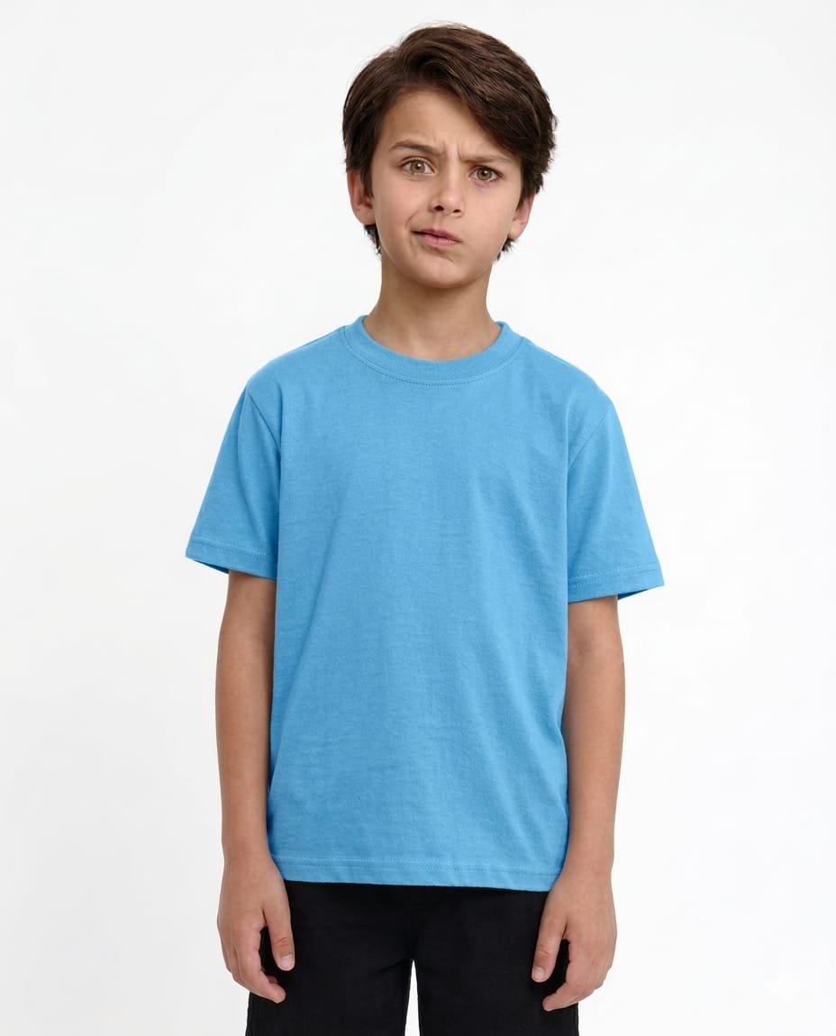 Sky Blue- round neck 180 GSM Cotton T-shirt -Kids