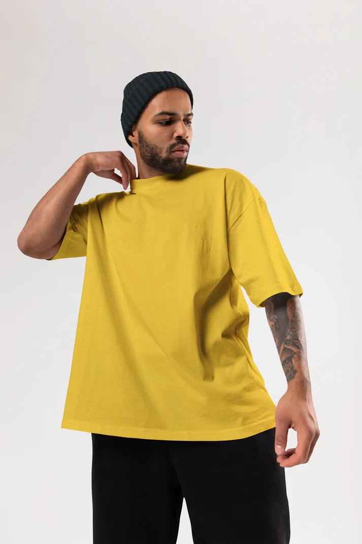 French Terry cotton Oversize T-Shirt Manufacturer - Yellow
