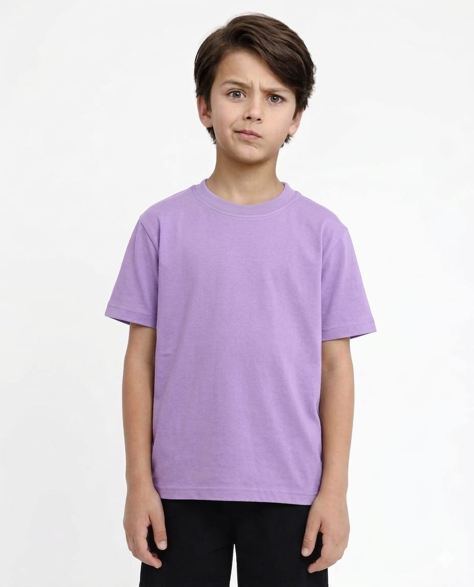 Lavendar  round neck 180 GSM Cotton T-shirt -Kids