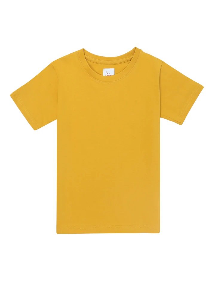 Kids Plain Yellow Cotton T-Shirt | Soft Breathable Half Sleeve Tee for Boys & Girls